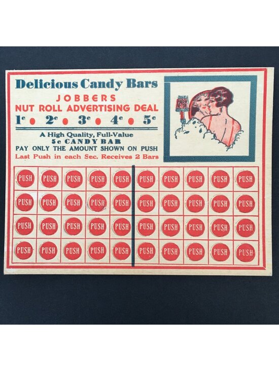Other - Vintage 1920s Gambling Punch Out Card Advertising Jobbers Nut Roll Candy Bar
